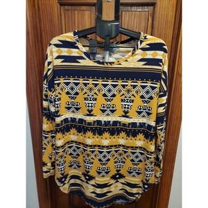 NWOT Womens Sz Large Long Sleeve Filly Flair Pullover Top Shirt Southwestern